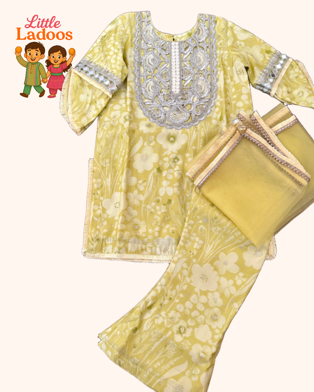 Soft Lime Chanderi Set