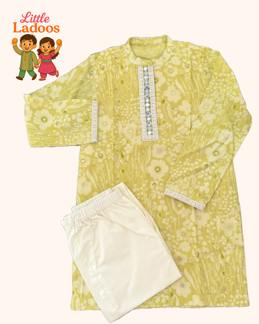 Soft Lime Chanderi Kurta Set