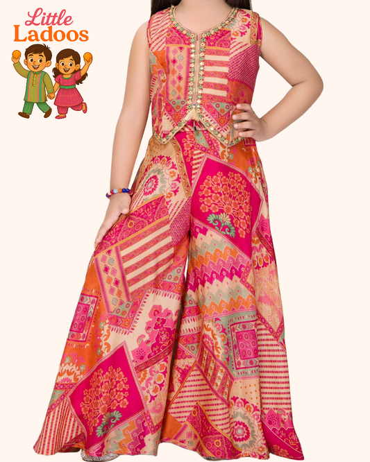 Pink Jacket Sharara Set