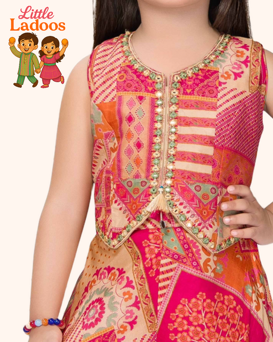 Pink Jacket Sharara Set