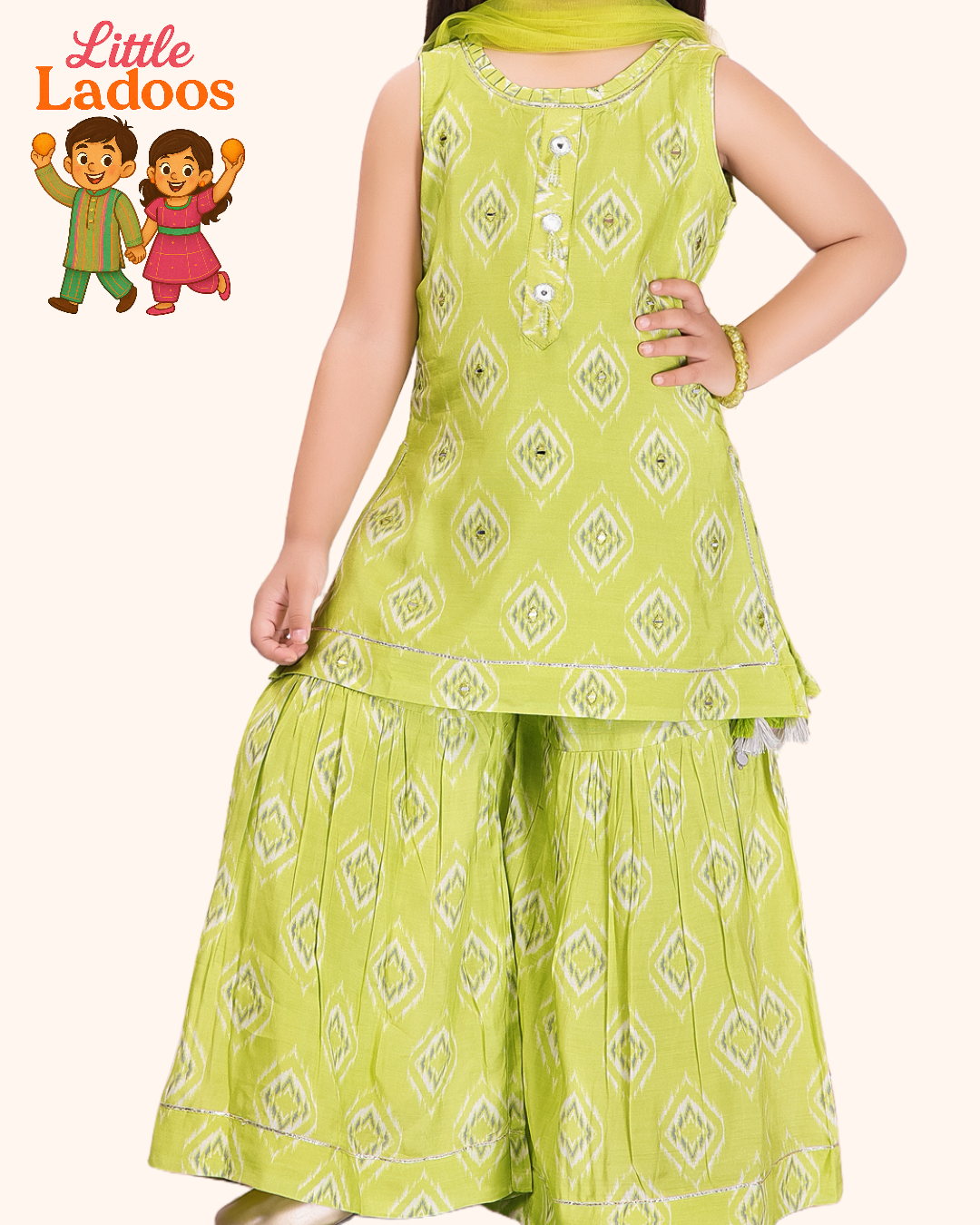 Pistachio Mirrorwork Gharara